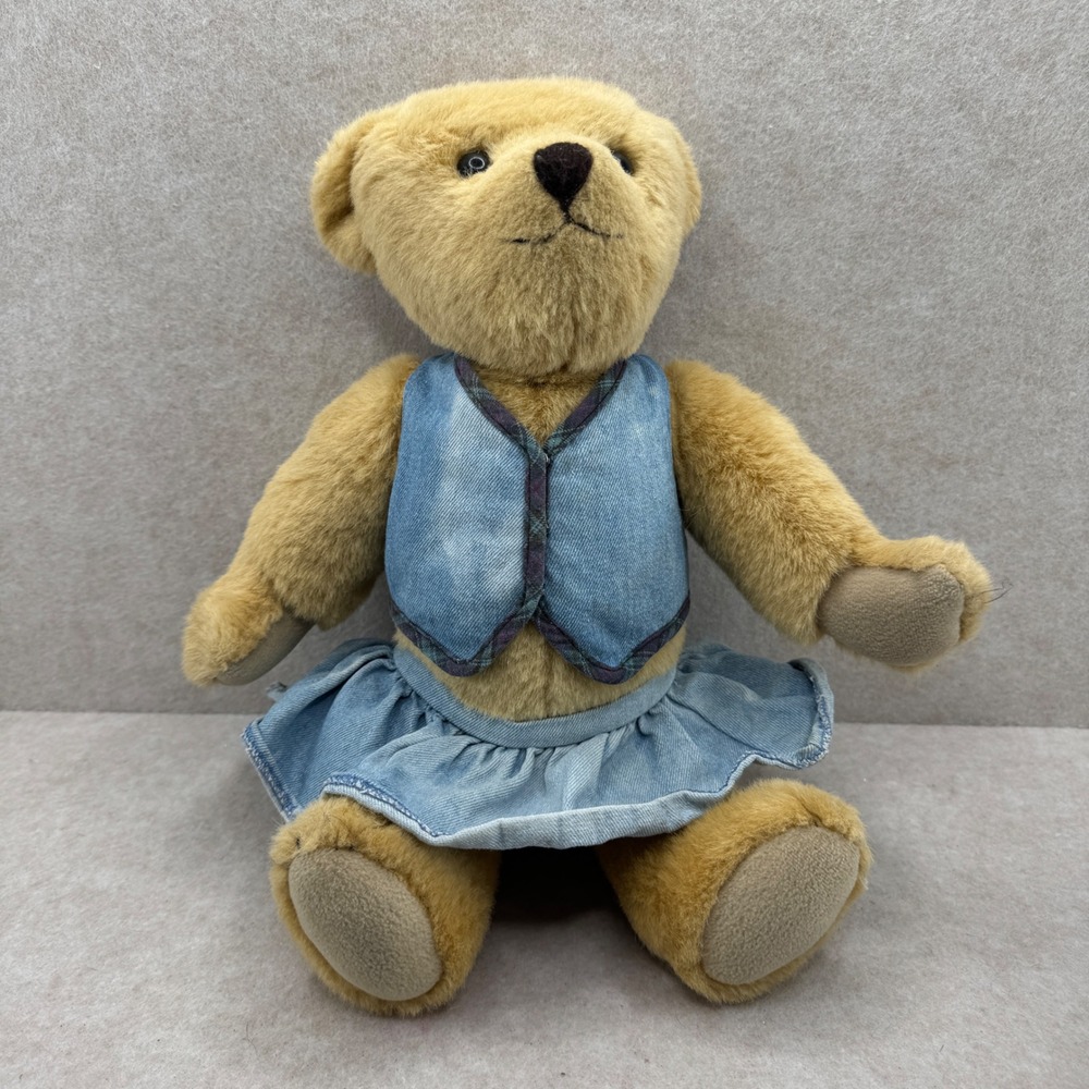 Pleasant Company American Girl Teddy Bear Jointed  1994 Retired Denim Outfit VTG